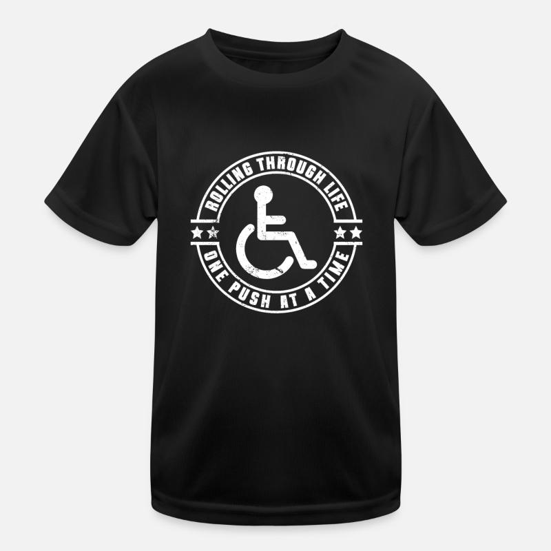 Rollstuhlfahrer Rollstuhl Behinderung Lustig - Kinder Funktions-T-Shirt - Schwarz