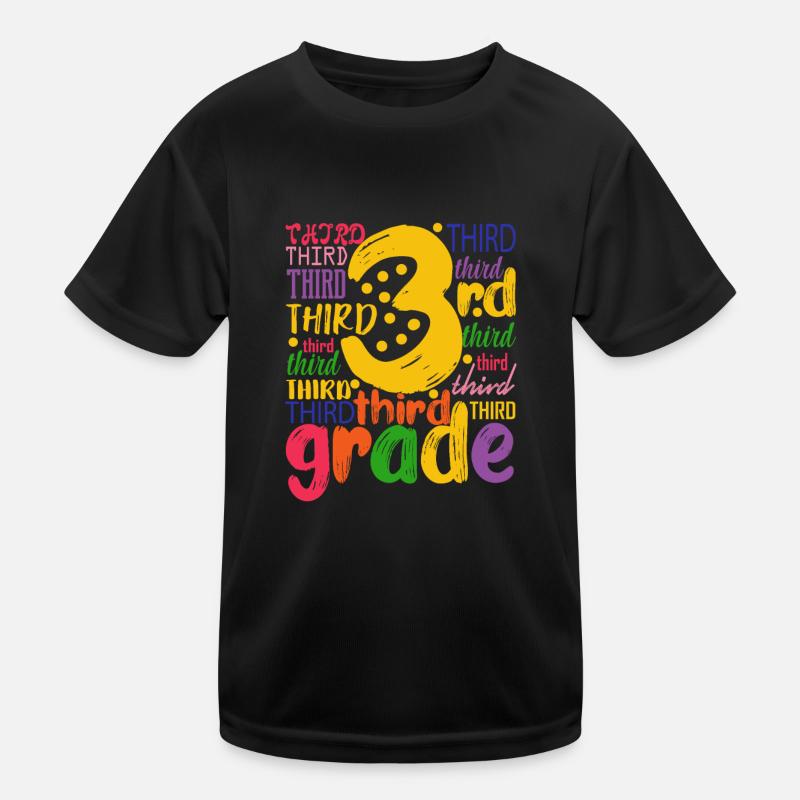 3. Third Class Typography Team Grader 100. Kids Functional T-Shirt