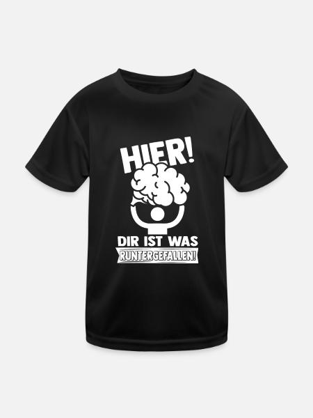 Strich Figur Gehirn Runtergefallen Dummkopf Lustig - Kinder Funktions-T-Shirt - Schwarz - Vorne