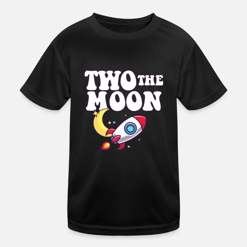 Outer Space 2nd Birthday Party Theme Two The Moon Kinder Funktions-T-Shirt