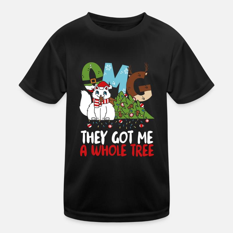 Katze Mit Weihnachtsbaum Kinder Funktions-T-Shirt