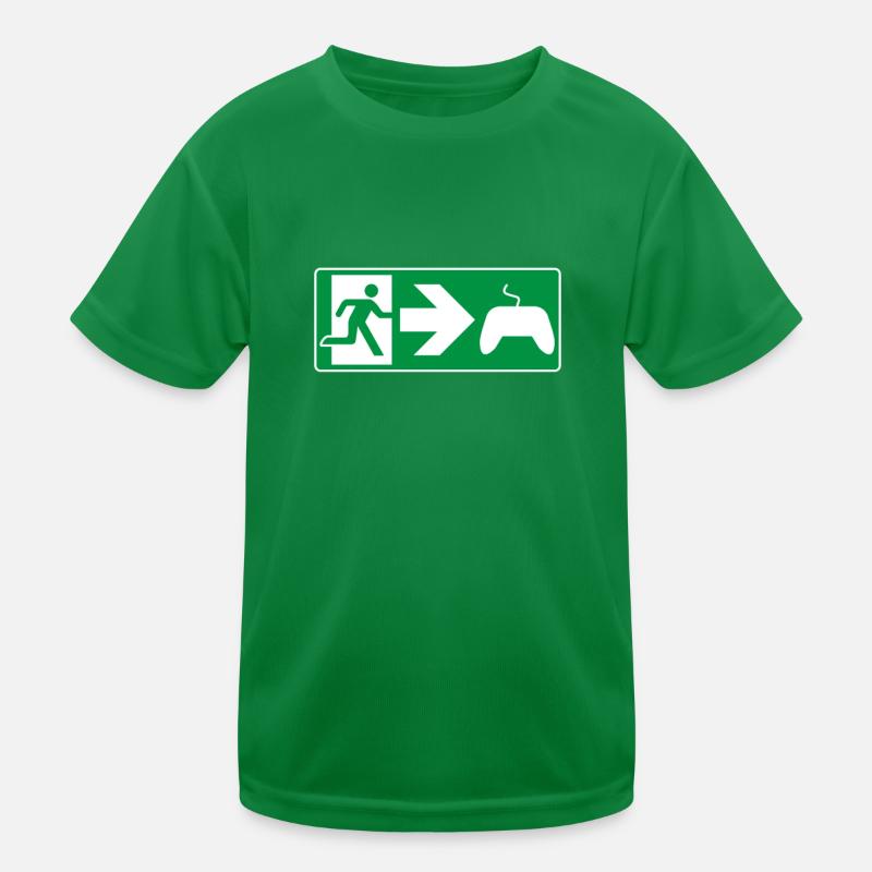 Emergency Exit Gaming Gamer Controller Kids Functional T-Shirt