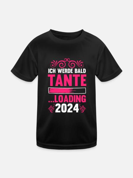 Werdende Tante 2024 - Kinder Funktions-T-Shirt - Schwarz - Vorne