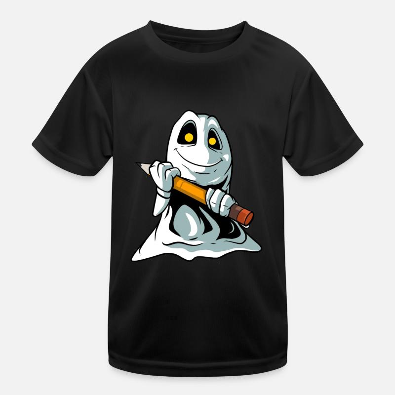 Fantôme de dessin animé mignon avec crayon T-shirt sport Enfant