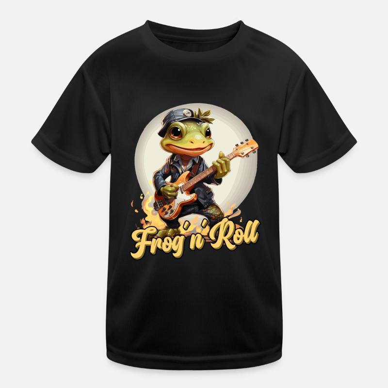 Lustiger Frosch mit Gitarre, Spruch Kinder Funktions-T-Shirt