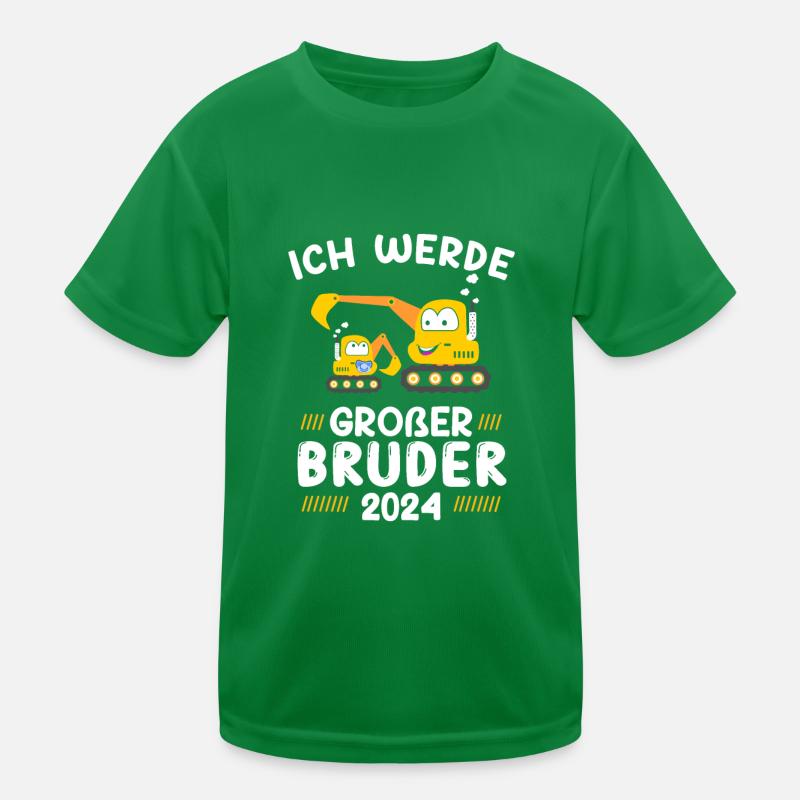 Ich Werde Großer Bruder 2024 Bagger Kinder Funktions-T-Shirt