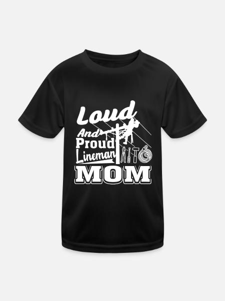 Lineman Loud And Proud Lineman Mom - Kids Functional T-Shirt - black - Front