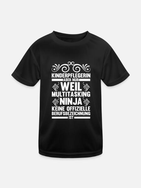 Erzieherin Kindergärtnerin Kinderpflegerin - Kinder Funktions-T-Shirt - Schwarz - Vorne