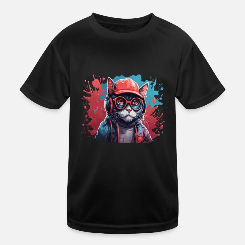 Cat Animal Art I Cool Cute Cat Kids Functional T-Shirt