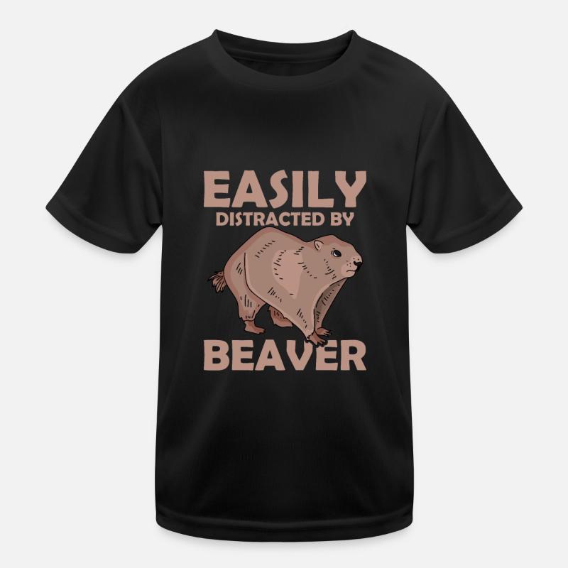 Facilement distrait par un animal rongeur castor T-shirt sport Enfant