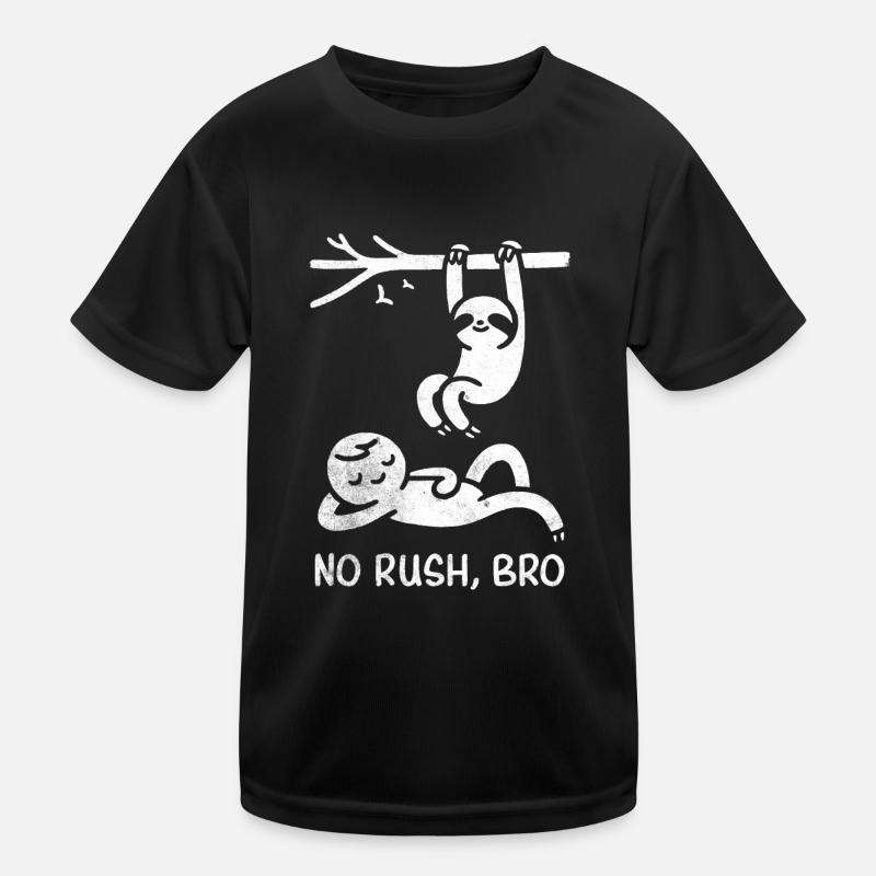 No Rush Sloth and Human Doodle Tee Kids Functional T-Shirt