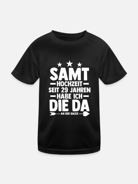 Ehe Samthochzeit 29 Jahre Verheiratet Hochzeitstag - Kinder Funktions-T-Shirt - Schwarz - Vorne