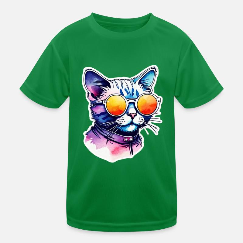 Katze oder Kätzchen - Niedlich - Sonnenbrille Kinder Funktions-T-Shirt