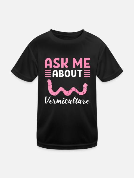 Posez-moi des questions sur l’élevage de vers de vermiculture / - T-shirt sport Enfant - noir - Devant