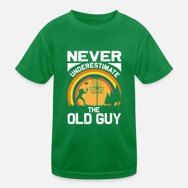 Never underestimate the old man at disc golf Kids Functional T-Shirt