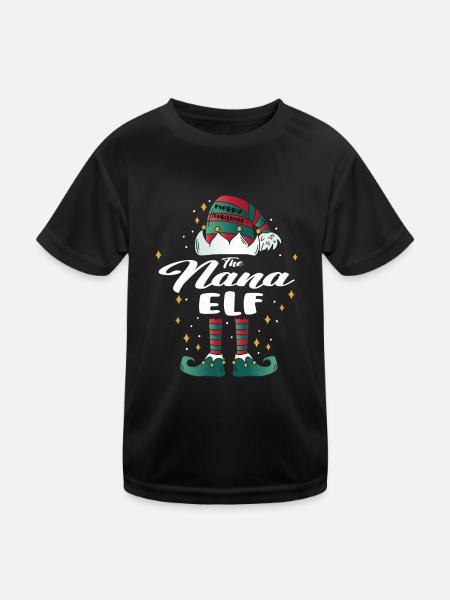 nana Elf funny Family Christmas Weihnachten - Kinder Funktions-T-Shirt - Schwarz - Vorne