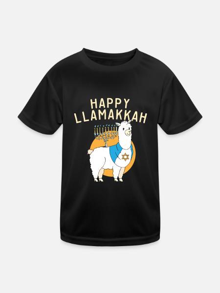 Jewish Hanukkah Happy Llamakkah Chrismukkah Llama - Kinder Funktions-T-Shirt - Schwarz - Vorne