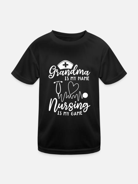 Grand-mère, c’est mon nom, les soins infirmiers, c’est mon jeu - Nurse Gran - T-shirt sport Enfant - noir - Devant