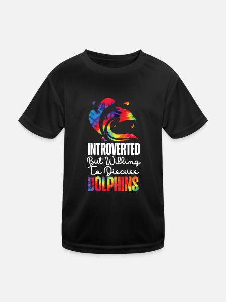 Dolphin Tie Dye Introverted But - Kinder Funktions-T-Shirt - Schwarz - Vorne