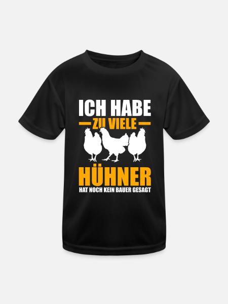 Huhn Hühnerstall Bauernhof Bauer Landwirt Hühner - Kinder Funktions-T-Shirt - Schwarz - Vorne