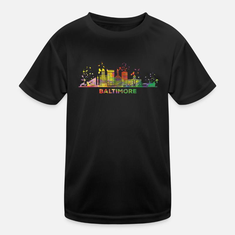 Baltimorean Aquarell Skyline Baltimore Kinder Funktions-T-Shirt
