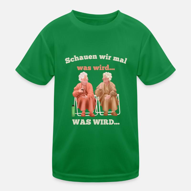 Lustiges Meme Design Schauen wir mal was wird Kinder Funktions-T-Shirt
