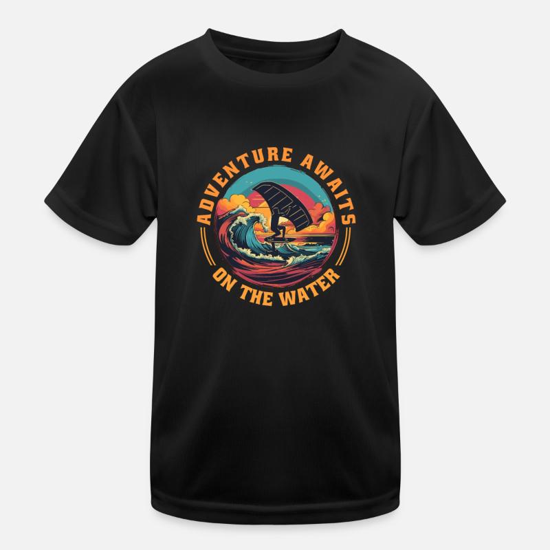 Wingfoil-Surfer Wingfoiling-Board Kitefoil Sprüche Kinder Funktions-T-Shirt