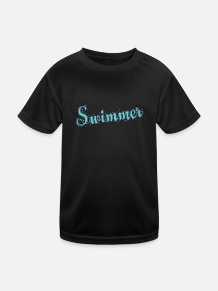 Swimmer Sport Training Hobby - Kinder Funktions-T-Shirt - Schwarz - Vorne