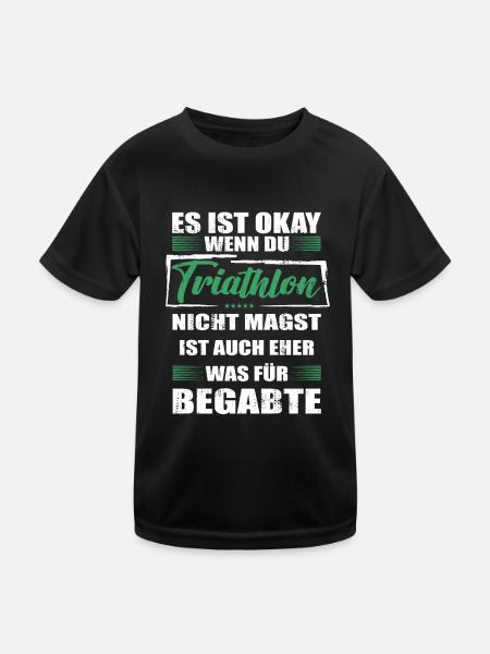 Triathlon Lustiger Spruch für Mann & Frau - Kinder Funktions-T-Shirt - Schwarz - Vorne