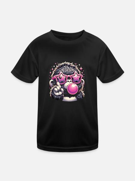 Gorilla with sunglasses - Kids Functional T-Shirt - black - Front