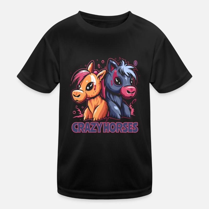Verrückte Pferde Kinder Funktions-T-Shirt