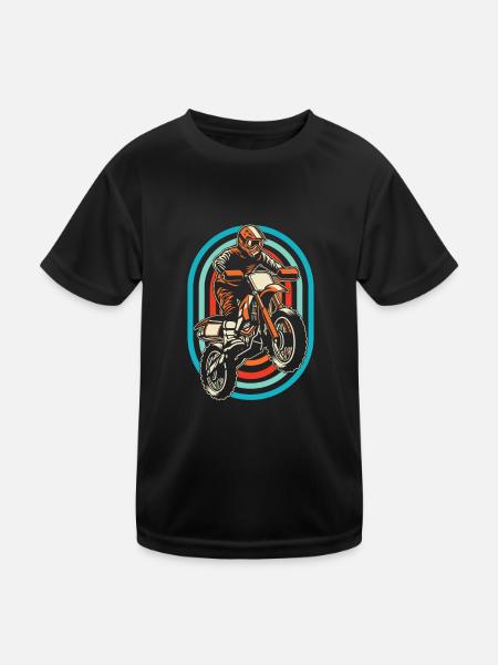 Mx Motocross Dirt Bike - Kinder Funktions-T-Shirt - Schwarz - Vorne