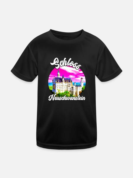 Bayern Schloss Neuschwanstein Deutschland - Kinder Funktions-T-Shirt - Schwarz - Vorne