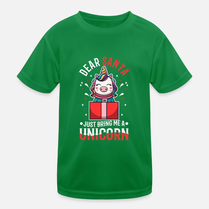 Dear santa just bring me a unicorn Kinder Funktions-T-Shirt