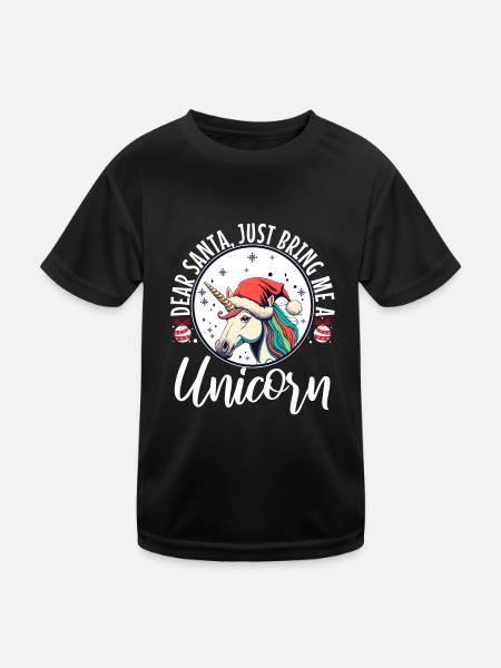 Dear santa just bring me a unicorn - Kids Functional T-Shirt - black - Front