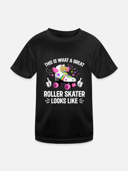Roller Skating Roller Skater - Great Roller Skater - Kinder Funktions-T-Shirt - Schwarz - Vorne