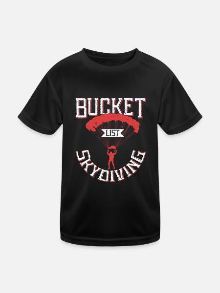 Bucket List Skydiving Skydiver Parachute - Kinder Funktions-T-Shirt - Schwarz - Vorne