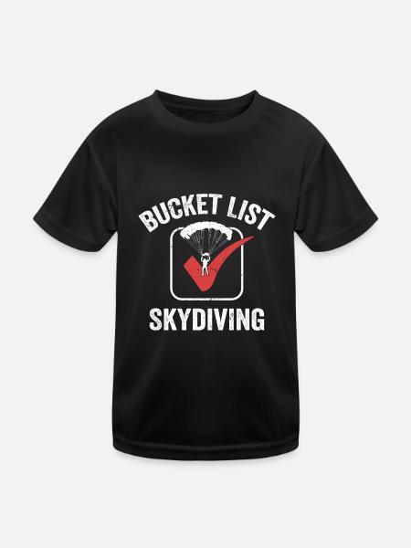 Bucket List Skydiving Parachute Skydiver - Kinder Funktions-T-Shirt - Schwarz - Vorne