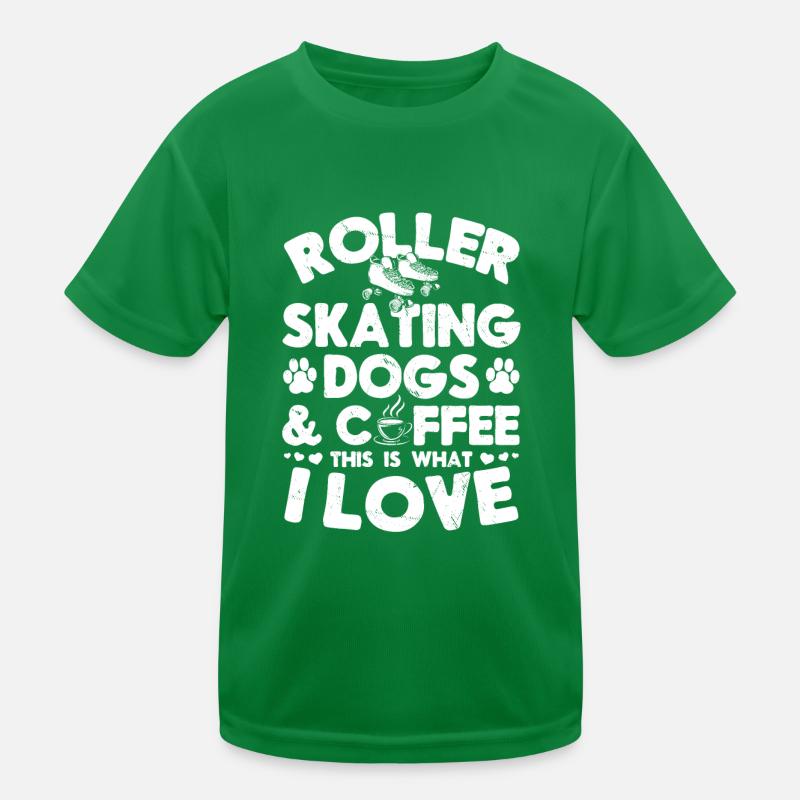 Roller Skates Roller Skating & Dog Owner Kinder Funktions-T-Shirt