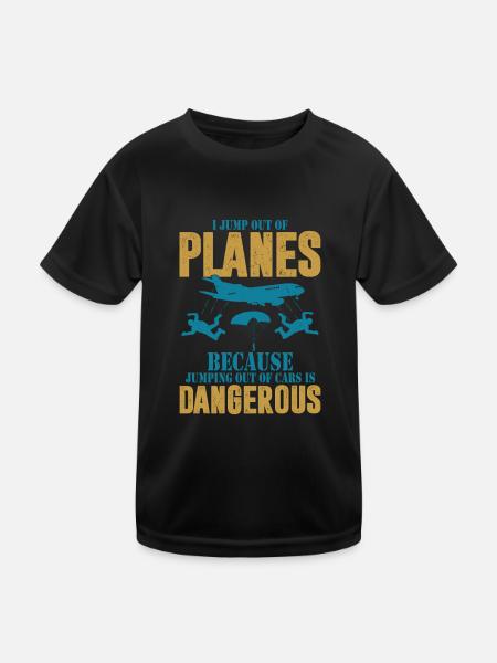 I Jump Out Of Planes Parachute Skydiver - Kids Functional T-Shirt - black