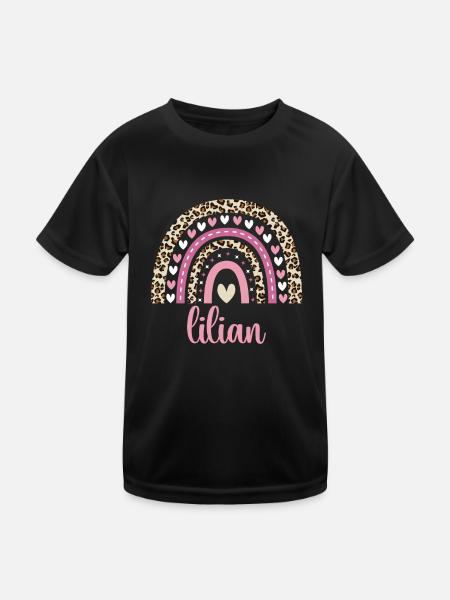 Lilian Regenbogen Name Geburtstag Lilian - Kinder Funktions-T-Shirt - Schwarz - Vorne