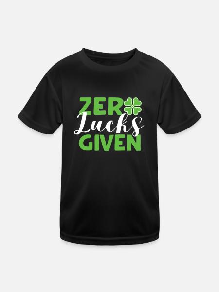Null Glück gegeben lustig irisch St. Patrick's Day - Kinder Funktions-T-Shirt - Schwarz - Vorne