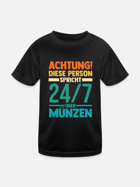 Numismatik Münzensammlung Münzensammler - Kinder Funktions-T-Shirt - Schwarz - Vorne