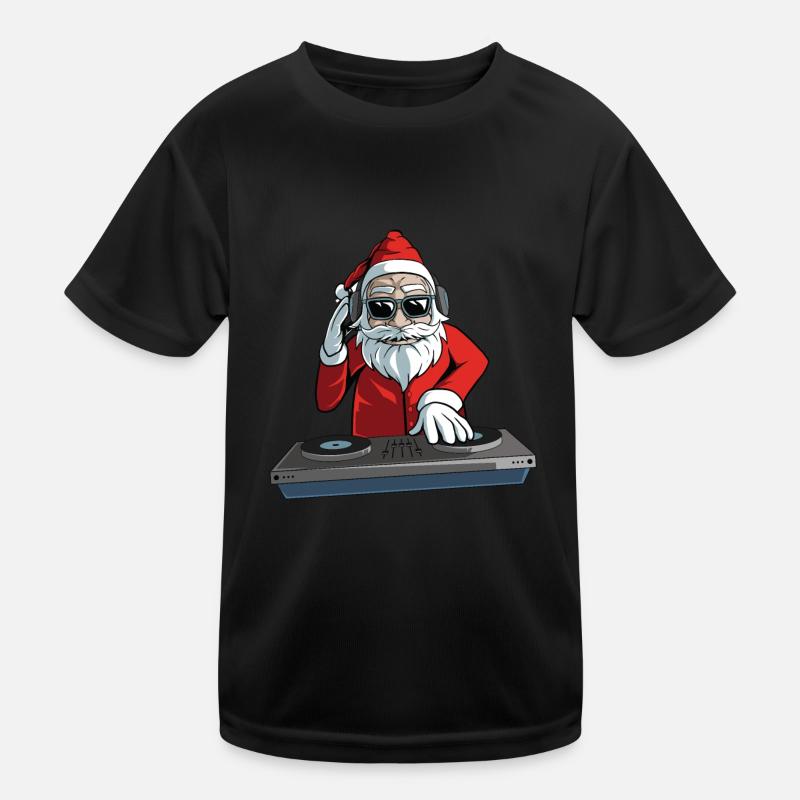 Santa DJ Christmas Disc Jockey Kids Functional T-Shirt