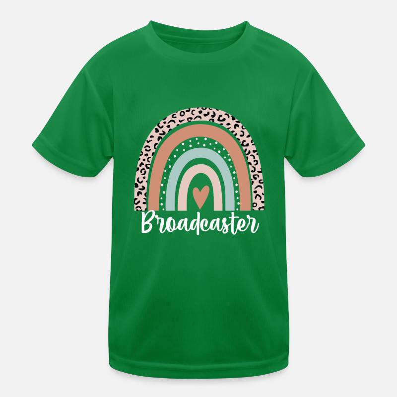 Broadcaster Rainbow Leopard Funny Broadcaster Kids Functional T-Shirt