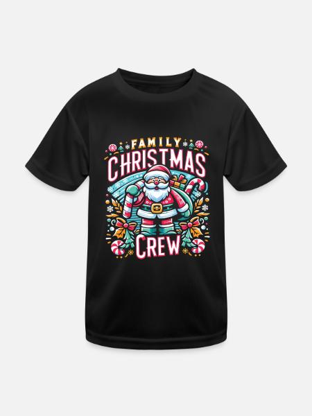 Family Christmas Crew - Kids Functional T-Shirt - black - Front