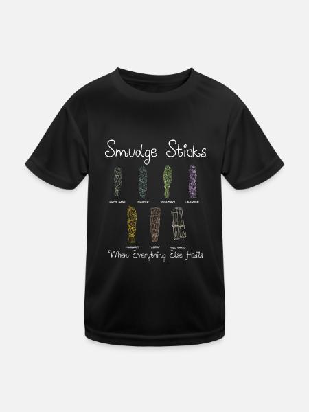 Sage Smudge Sticks Spiritual Healing Prayer Pagan - Kids Functional T-Shirt - black - Front