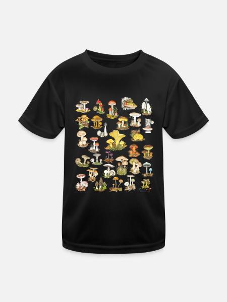Pilzvielfalt - Kinder Funktions-T-Shirt - Schwarz