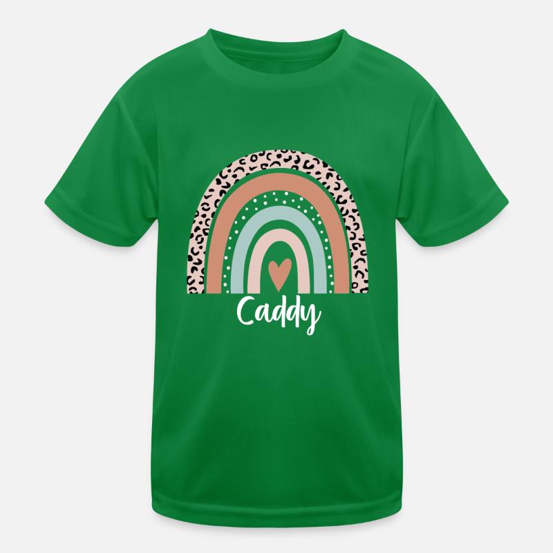 Caddy Regenbogen Leopard Lustiger Caddy Wertschätzung Kinder Funktions-T-Shirt