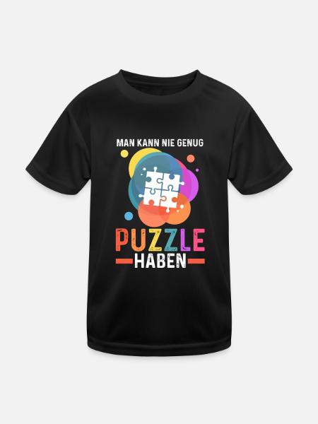 Puzzlefan Puzzler Puzzleteile Puzzle - Kinder Funktions-T-Shirt - Schwarz - Vorne
